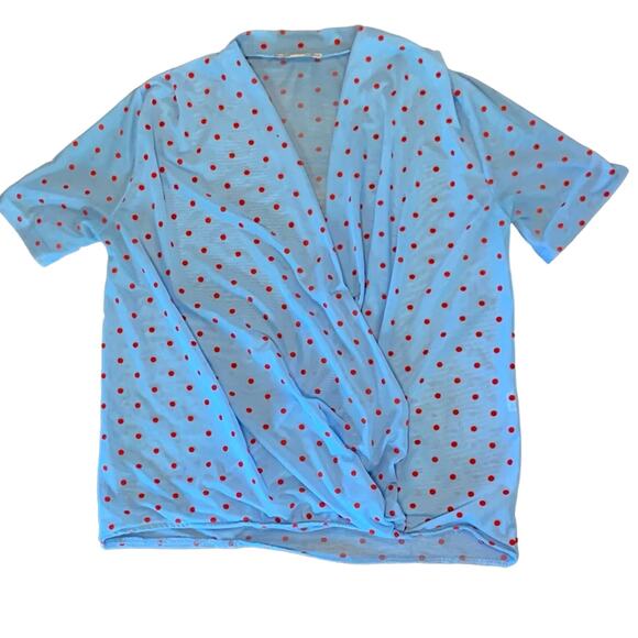 Zara Baby Blue Polka Dot Top Size Small - Picture 1 of 7